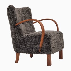 Chaise Art Déco en Peau de Mouton de Nouvelle-Zélande, 1950s