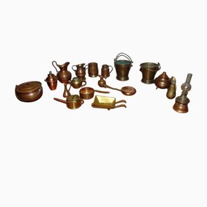Jouets Miniatures en Cuivre et Laiton, 1970s, Set de 21