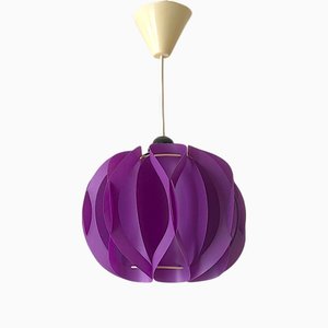 Lampe à Suspension Mid-Century Moderne en Acrylique Violet Lilas attribuée à Bonita, 1970s