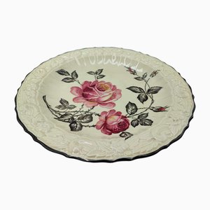 Assiette Rose Art Déco en Porcelaine Weisswasser, 1940s