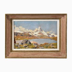 Philippe Wallet, Mountain Landscape, Mount Cervino, Oil on Canvas, 20th Century
