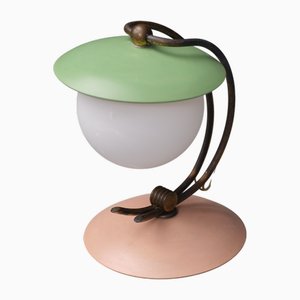 Italienische Vintage Tischlampe mit Messing & Opalglas, 1950er