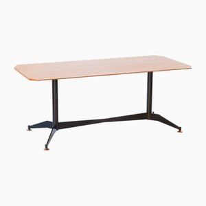 Italienischer Mid-Century Esstisch aus schwarzem Eisen & Messing, 1950er