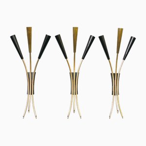 Wall Lights in the style of Stilnovo, 1950s, Set of 3