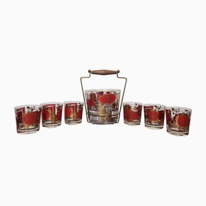 Verres et Seau à Glace Bacardi de Jeanette Glass, Usa, 1950s, Set de 7
