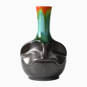 Tropfglasur Vase von Faiencerie Thulin, 1920er