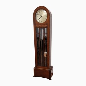 Art Deco Clock with Long Case in Oak, 1940s