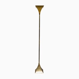 Postmodern Design Brass Fluted Torchiere Floor Lamp by Relco, Italy, 1980s