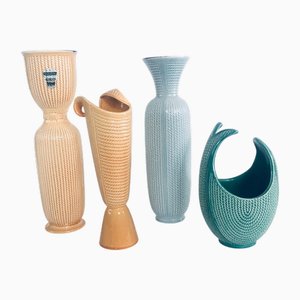 Keralux Studio Dart Vase Set by Ernest Dhossche for Boch Freres, Belgium, 1956, Set of 4