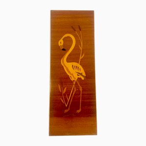 Deutsches Mid-Century Flamingo Wandrelief aus Holz, 1960er