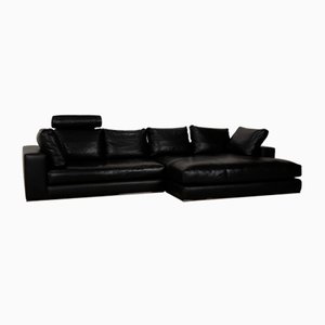 Hamilton Corner Sofa in Black Leather from Minotti