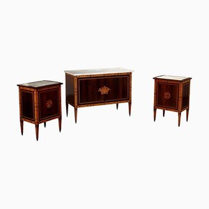Neoclassical Chest of Drawers and Bedside Tables, Tuscany, Italy, 18th Century