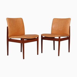 Fauteuils avec Cuir Nature Modèle 191 par Finn Juhl, Danemark, 1960s, Set de 2