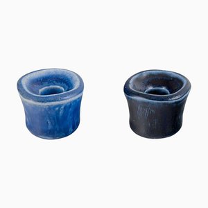 Ceramic Candleholders by Edith Sonne Bruun for Saxbo, Denmark, 1940s, Set of 2