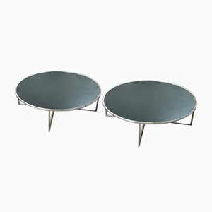 Mid-Century Low table with Chromed Steel Structure and Black Painted Wood Base