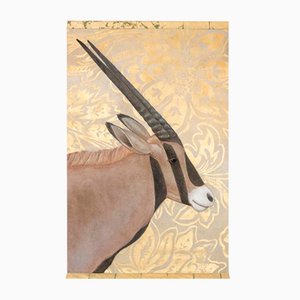 French Artist, An Oryx on a Gold Background, Painted Canvas