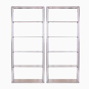 Shelves with Chromed Metal Frames, 1970s, Set of 2