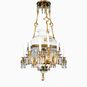 White Majolica Chandelier, Early 1900s