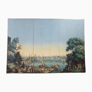 After Zuber Et Cie, 1797 Port of Boston from Views of North America, Printed Paper on Panel