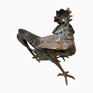 Scultura Gallo Gallo in bronzo fuso a cera persa attribuita a Luciano Minguzzi, anni '70
