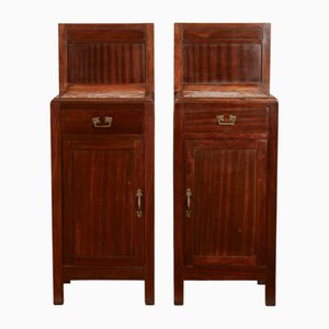 Mahogany Bedside Tables with Liberty Tops, Set of 2