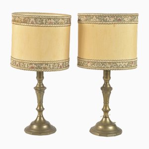 Electrified Brass Lamps, 20th Century, Set of 2