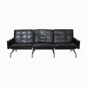 PK-31/3 Three-Seater Sofa in Black Leather by Poul Kjærholm, 2000s