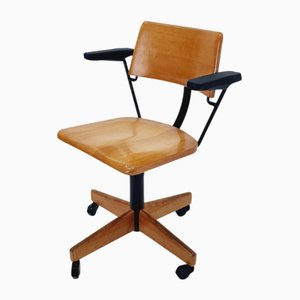 Bauhaus Swivel Office Armchair in Wood by Stollgiroflex, 1960s