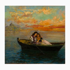 Federico Faruffini, Venetian Landscape, 1800s, Oil on Canvas
