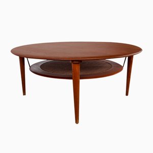Tavolino da caffè rotondo in teak Fd 515 di Peter Hvidt e Orla Molgaard-Nielsen, Danimarca, anni '60