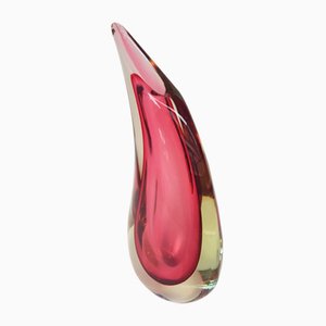 Vaso Sommerso rosa in vetro di Murano, anni '50