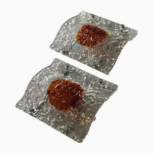 Applique in vetro e acciaio di Mazzega, anni '70, set di 2