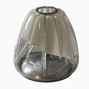 Lámpara de mesa de vidrio y acero, años 70