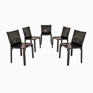 Sedie in pelle nera di Mario Bellini per Cassina, inizio XXI secolo, set di 5