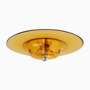 Ceiling or Wall Light in Ochre Murano Glass by Pierre Cardin for Venini, Italy, 1972