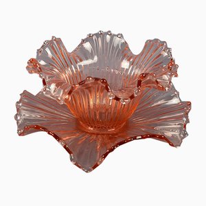 Art Nouveau Pink Murano Glass Handkerchief Centerpiece, 1930s, Set of 2