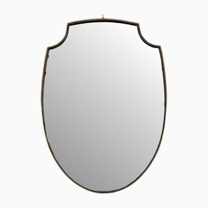 Large Vintage Italian Wall Mirror with Brass Frame, 1970s