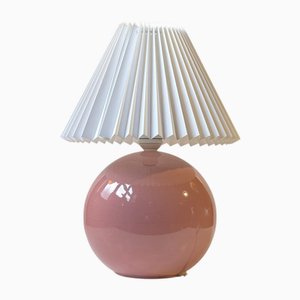 Vintage Danish Spherical Ceramic Table Lamp in Pink Glaze, 1980s