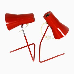 Lampade da tavolo rosse di Josef Hurka per Drupol, anni '60, set di 2