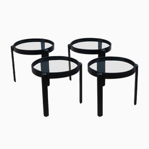 Black Chestnut Stacking Tables, 1960s, Set of 4