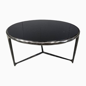 Brutalist Round Sculpted Steel Coffee Table, 1970s