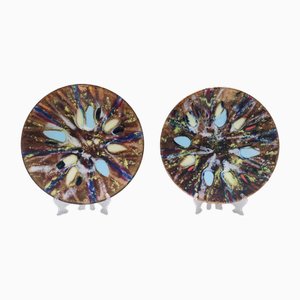 Lackierte Vintage Deko Teller aus Kupfer, 1950er, 2er Set