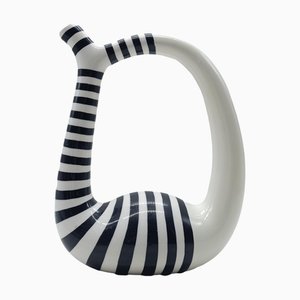 Bouteille en Céramique Blanche et Noire par Vibi Torino, 1970s
