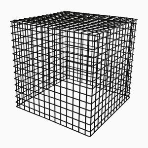 Modernist Steel Cubist Side Table, 1980s