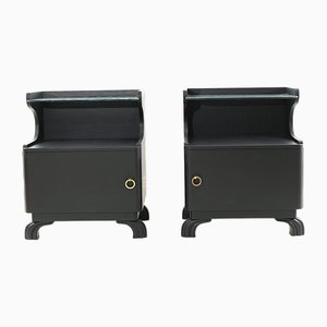 Schwedische Art Deco Nachttische mit Glasplatte, 1930er, 2er Set