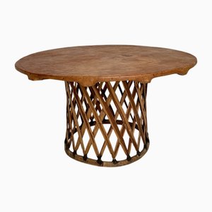 Tavolo da pranzo grande Mid-Century moderno in pelle, Messico, 1970