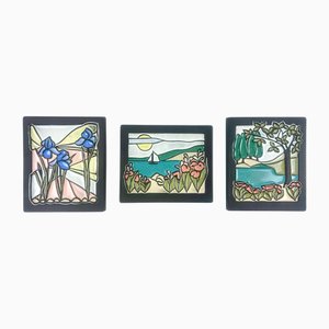 Mid-Century Modern Wandrelief aus Keramik von Steuler, 1960er, 3er Set