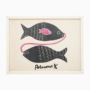 Irene Dominguez, Pisces, 1980s, Woodcut