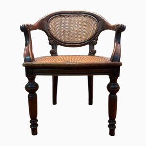Silla de oficina Napoleon III de roble y caña