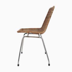 Mid-Century Rattan and Metal Dining Chair, the Netherlands, 1960s